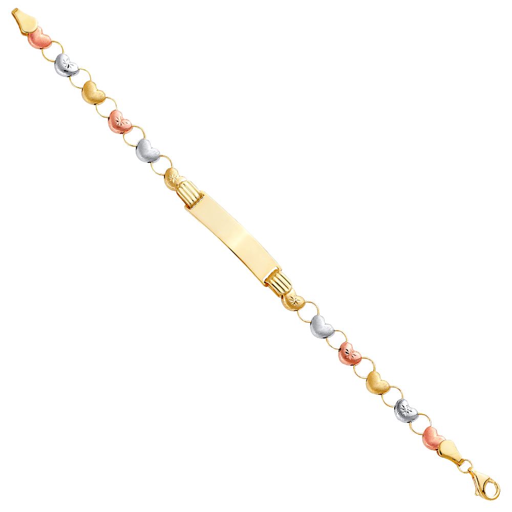 14K 3C Stampato Bracelet with Plain ID for Junior