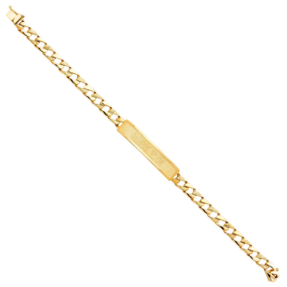 14KY Nugget Cuban Link Frame ID Bracelet