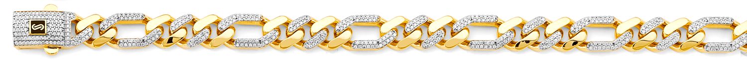14K 2T 9.5mm Monaco Figaro 3+1 with CZ Link Chain