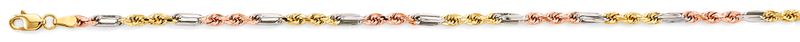 14K 3C 3mm Hollow Figaro Rope Chain