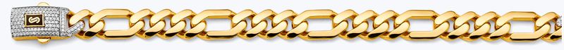 14K 2T 11.5mm Monaco Figaro 3+1 with CZ Lock Chain