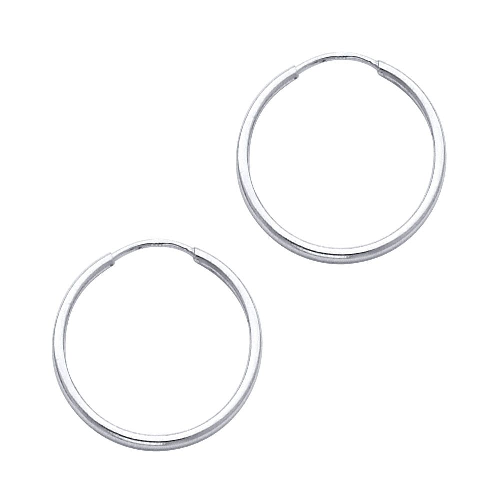 14KW 1.5mm Round Tube Polished Endless Hoop Earrings (20mm)