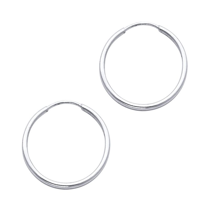 14KW 1.5mm Round Tube Polished Endless Hoop Earrings (20mm)