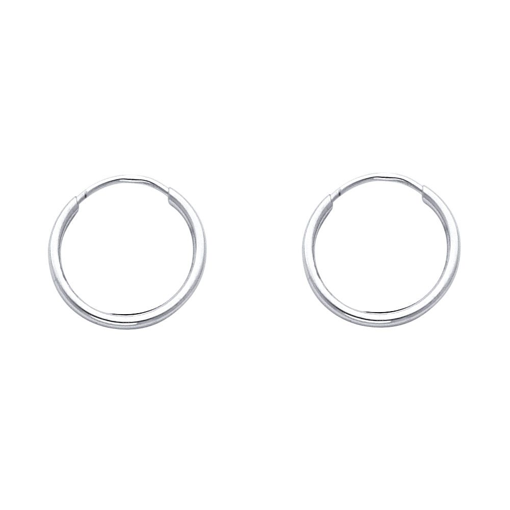 14KW 1.5mm Round Tube Polished Endless Hoop Earrings (15mm)