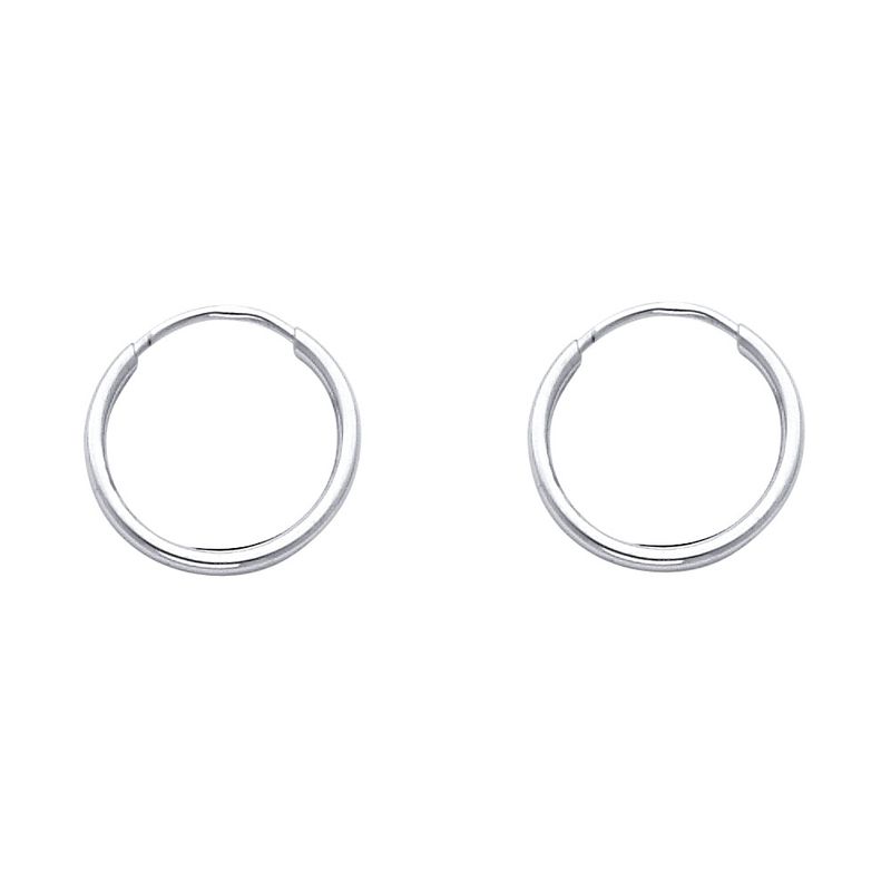 14KW 1.5mm Round Tube Polished Endless Hoop Earrings (15mm)