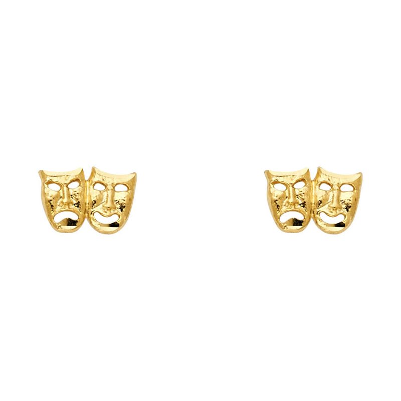 14KY Small Smallile /Cry Face Post Earrings