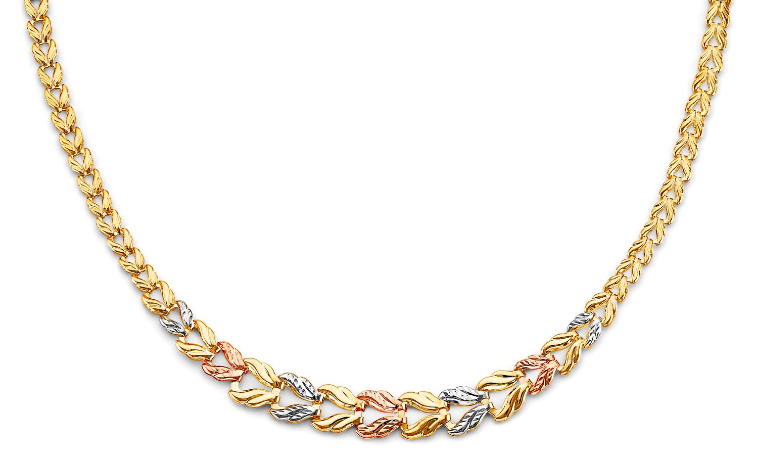 14K 3C D Face Gradated Stampato Necklace