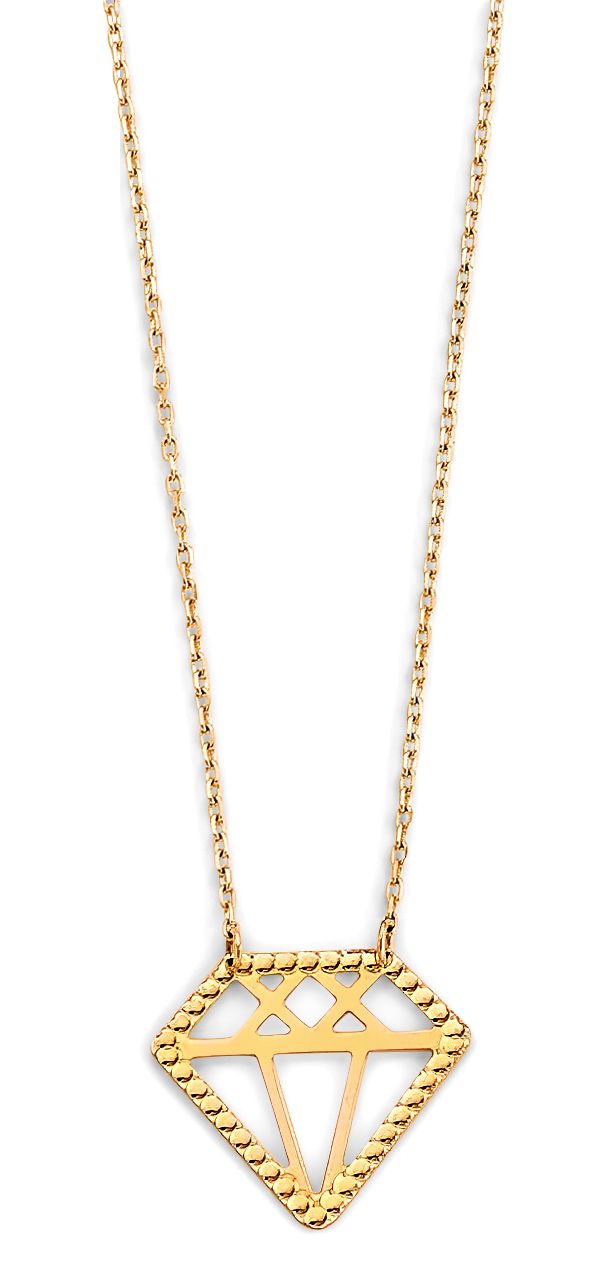14KY Diamond Shape Pendant Necklace