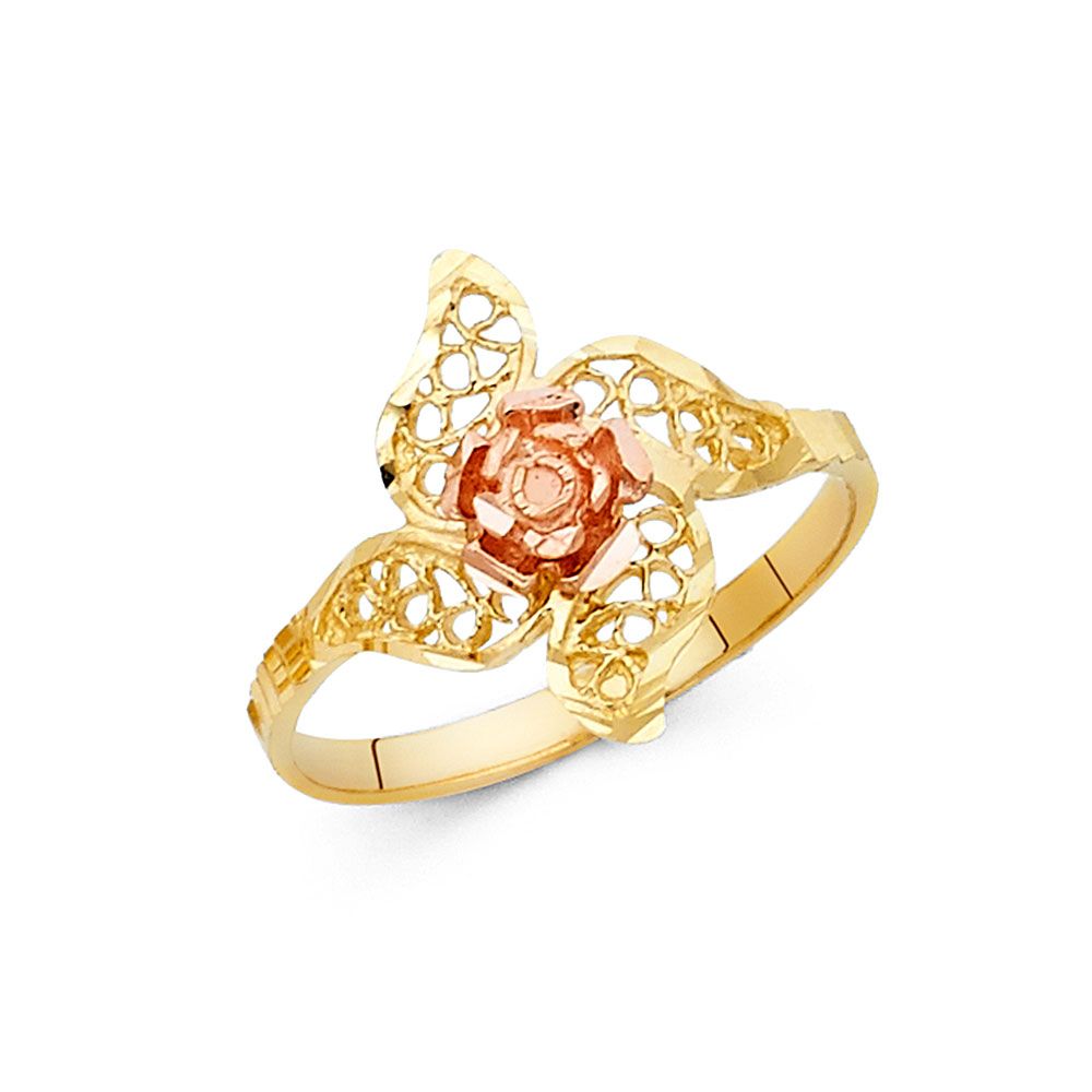 14K 2T Fancy Flower Ring