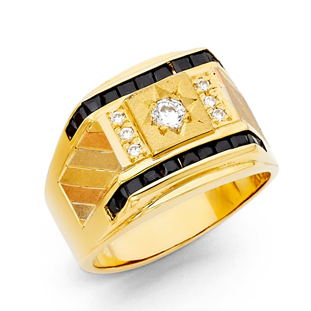 14KY CZ Men&#39;s Ring with Sapphire