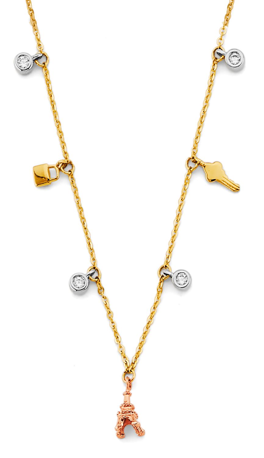 14K 3C Charm CZ Necklace