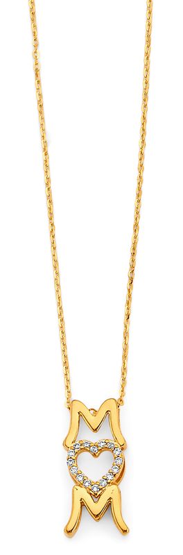 14KY CZ Mom Necklace