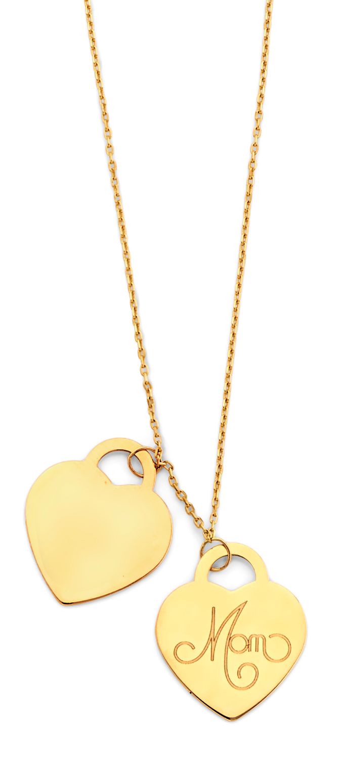 14KY Mom 2 Heart Pendant Necklace