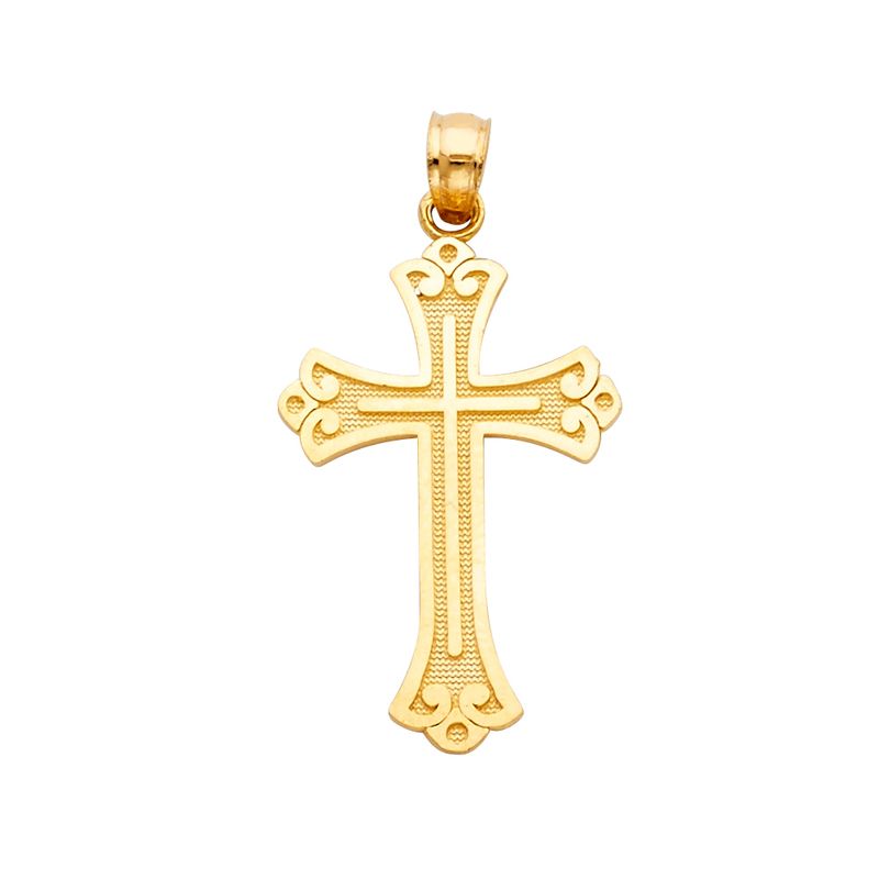 14KY Budded Cross Pendant (45X30mm)