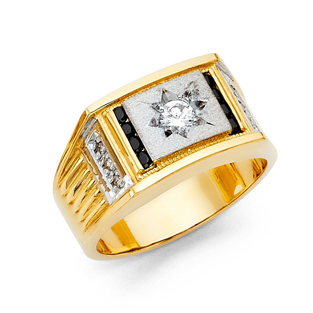 14KY CZ Men&#39;s Ring with Sapphire