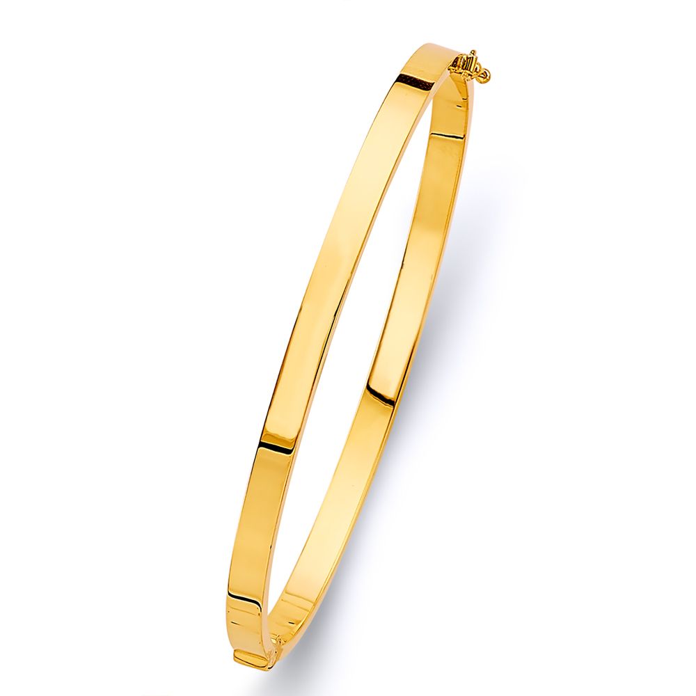 14KY 4mm Square Plain Hollow Oval Bangle