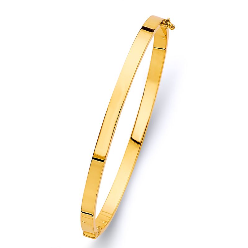 14KY 4mm Square Plain Hollow Oval Bangle