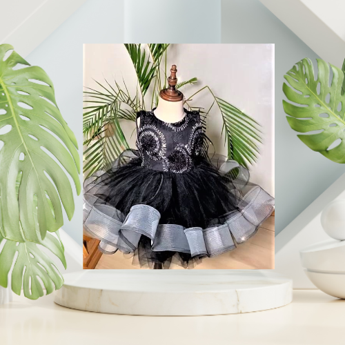 EBK-Ellaberry black and white Lace/Net dress 1-2, 3-4 years