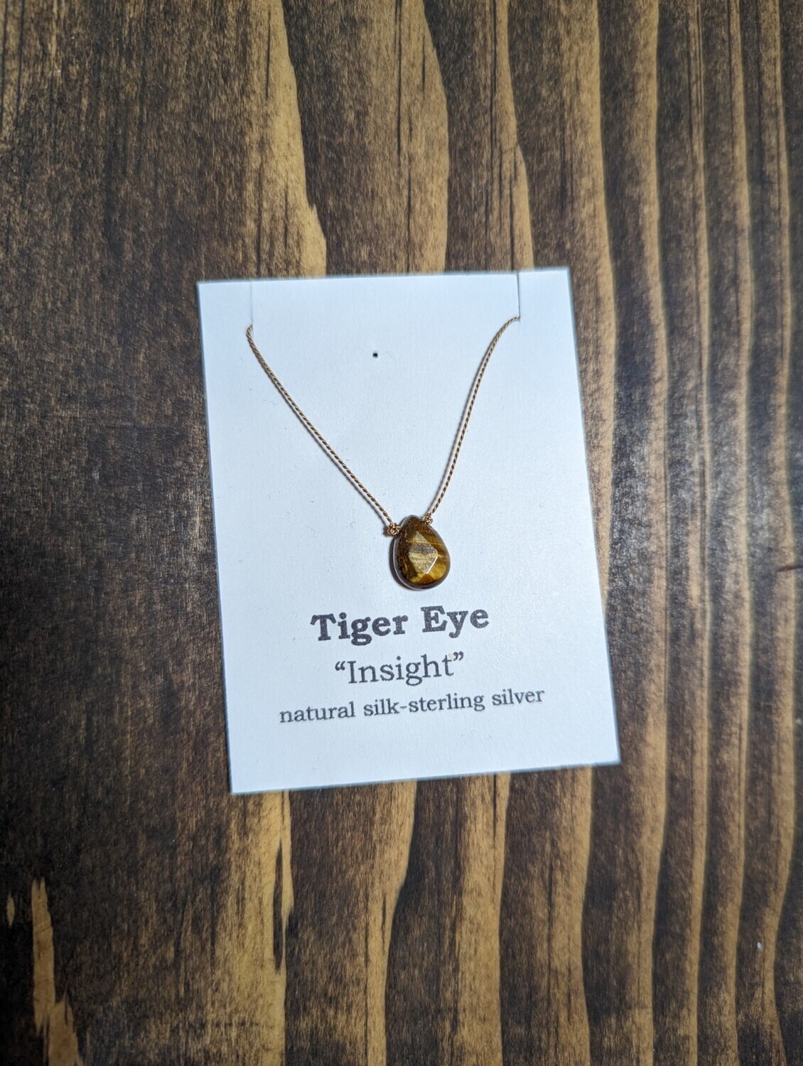 Tiger Eye "Insight" Sterling Silver Silk Necklace
