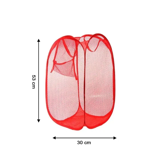 LAUNDRY HAMPER MESH FABRIC FOR VENTILATION FOLDABLE STORAGE POP UP CLOTHES BASKET