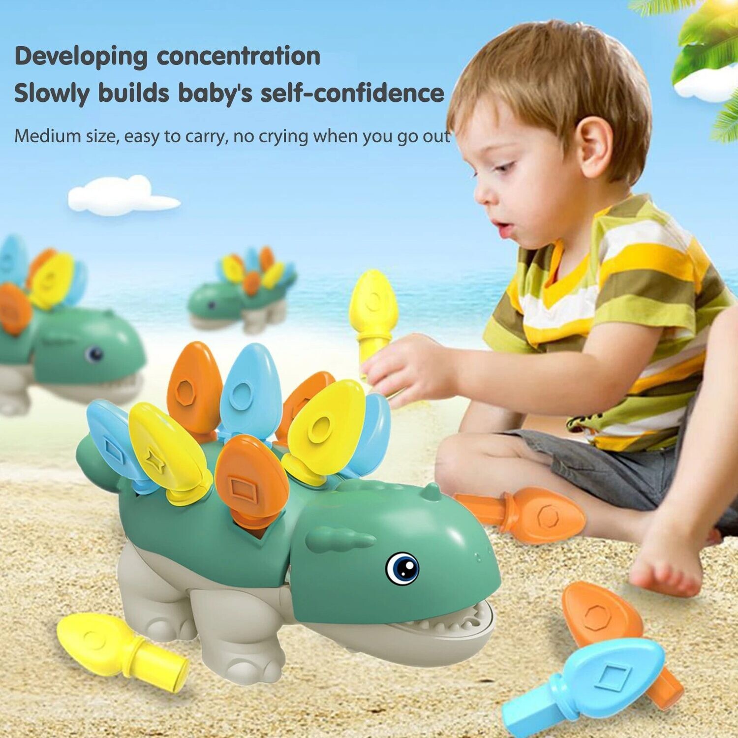 Children&#39;s Educational Early Education Toys 1-3 Years Old Children&#39;s Hand-eye Coordination And Inserting Dinosaur Toys