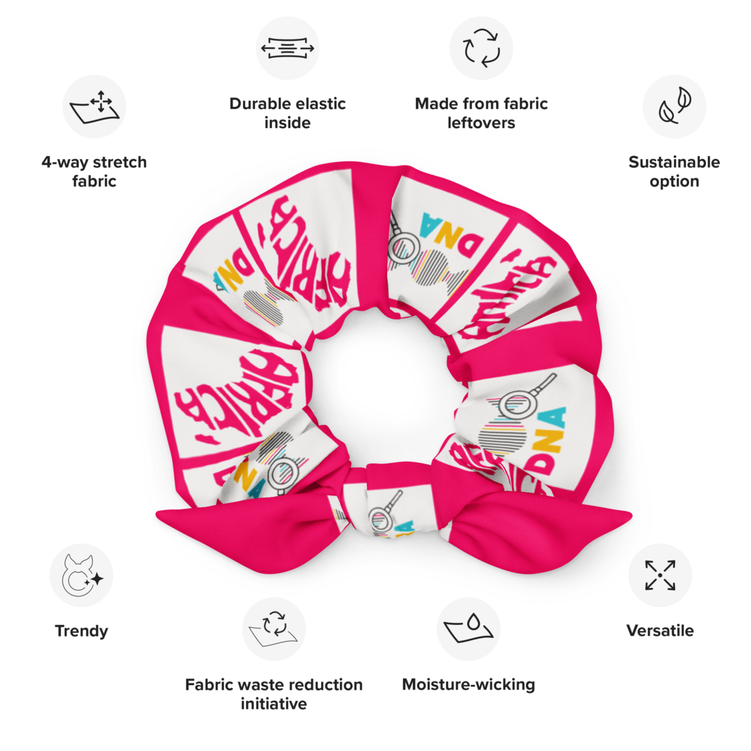 Recycled Africa and DNA Fuschsia Scrunchie