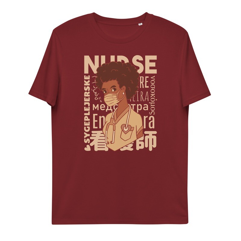 Organic Cotton Nurse In Many Languages Unisex Tee