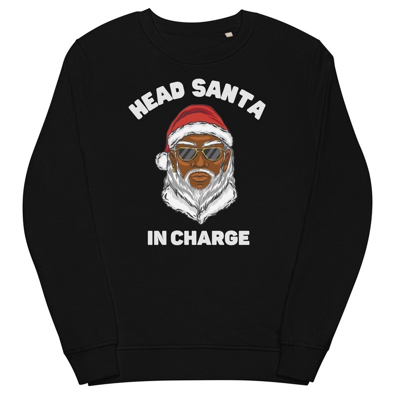 Black Santa Organic Cotton Christmas Sweatshirt