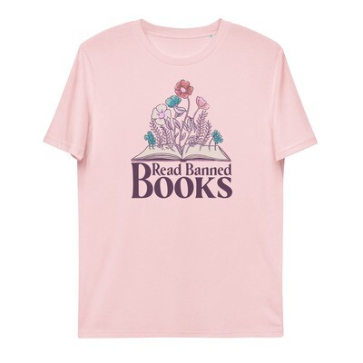 Unisex Organic Cotton Read Banned Books Tshirt (pink)