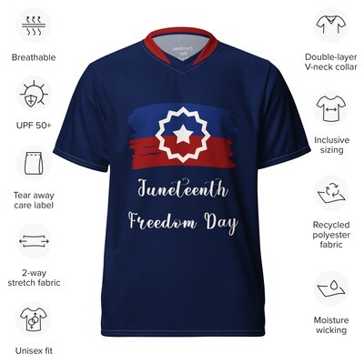 Juneteenth Flag (Unisex Front and Back Design) Recycled Polyester Sports Jersey navy