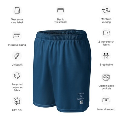 Unisex Recycled Polyester Mesh Shorts with Juneteenth Logo imperial blue