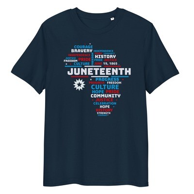 Organic Cotton Juneteenth Africa continent shirt (navy blue) 