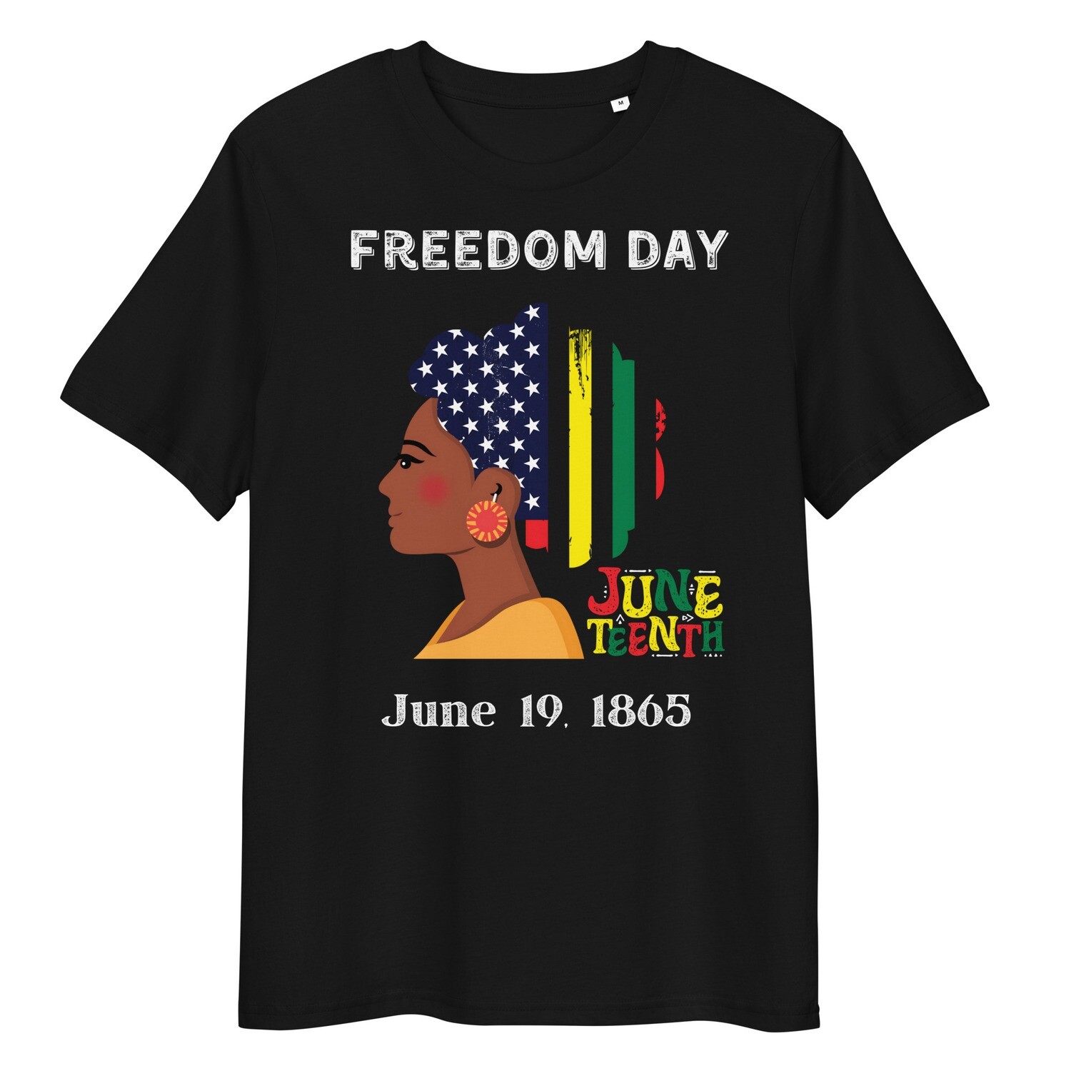 Organic Cotton Juneteenth Black Woman Tshirt (black)