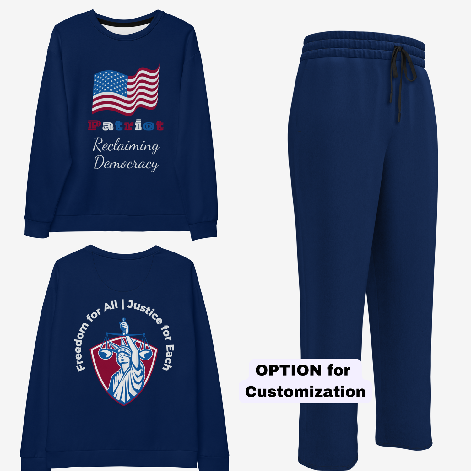 Patriot Reclaiming Democracy Sweatshirt and Jogger Set (Custom OPTIONS)