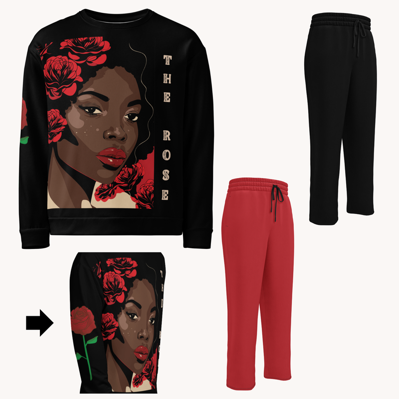 The Rose Sweatshirt and Jogger Set (Red OR Black Pants)
