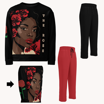 The Rose Sweatshirt and Jogger Set (Red OR Black Pants)