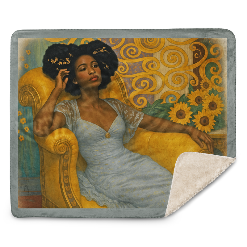 Serenity Sherpa Blanket Afro Art Home Decor| 60 by 50 inches