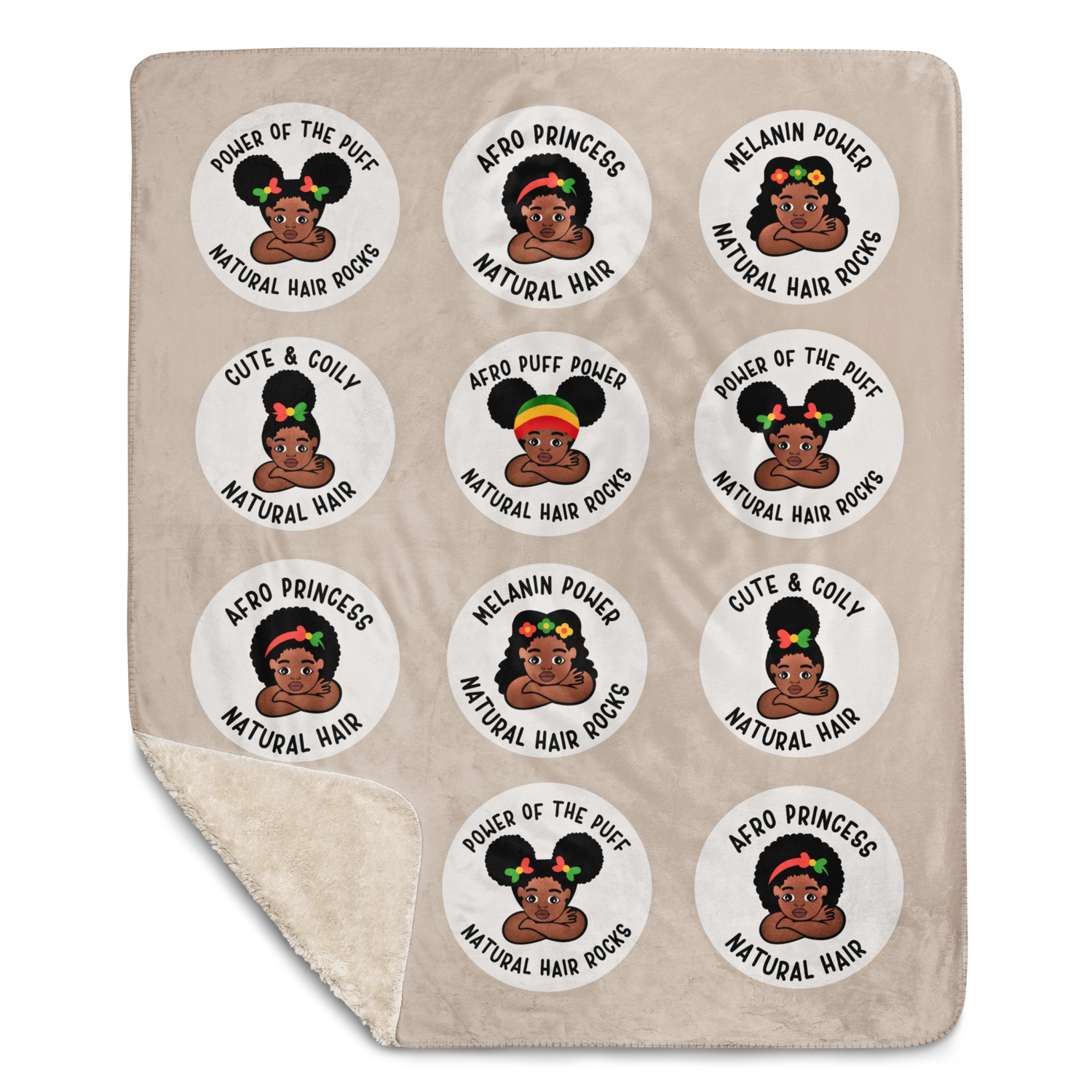 Afro Puff Power Sherpa Blanket| 50 by 60 inches