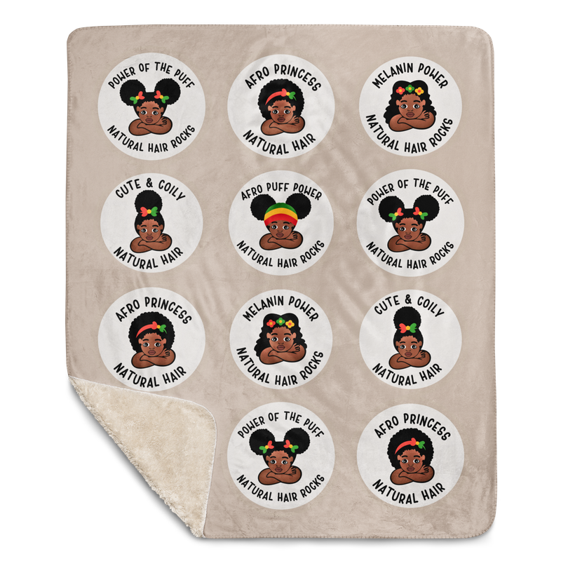 Afro Puff Power Sherpa Blanket| 50 by 60 inches