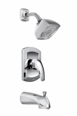 MOEN Zarina Single Handle Square 1-Spray Bathtub Shower Faucet with Adjustable Head