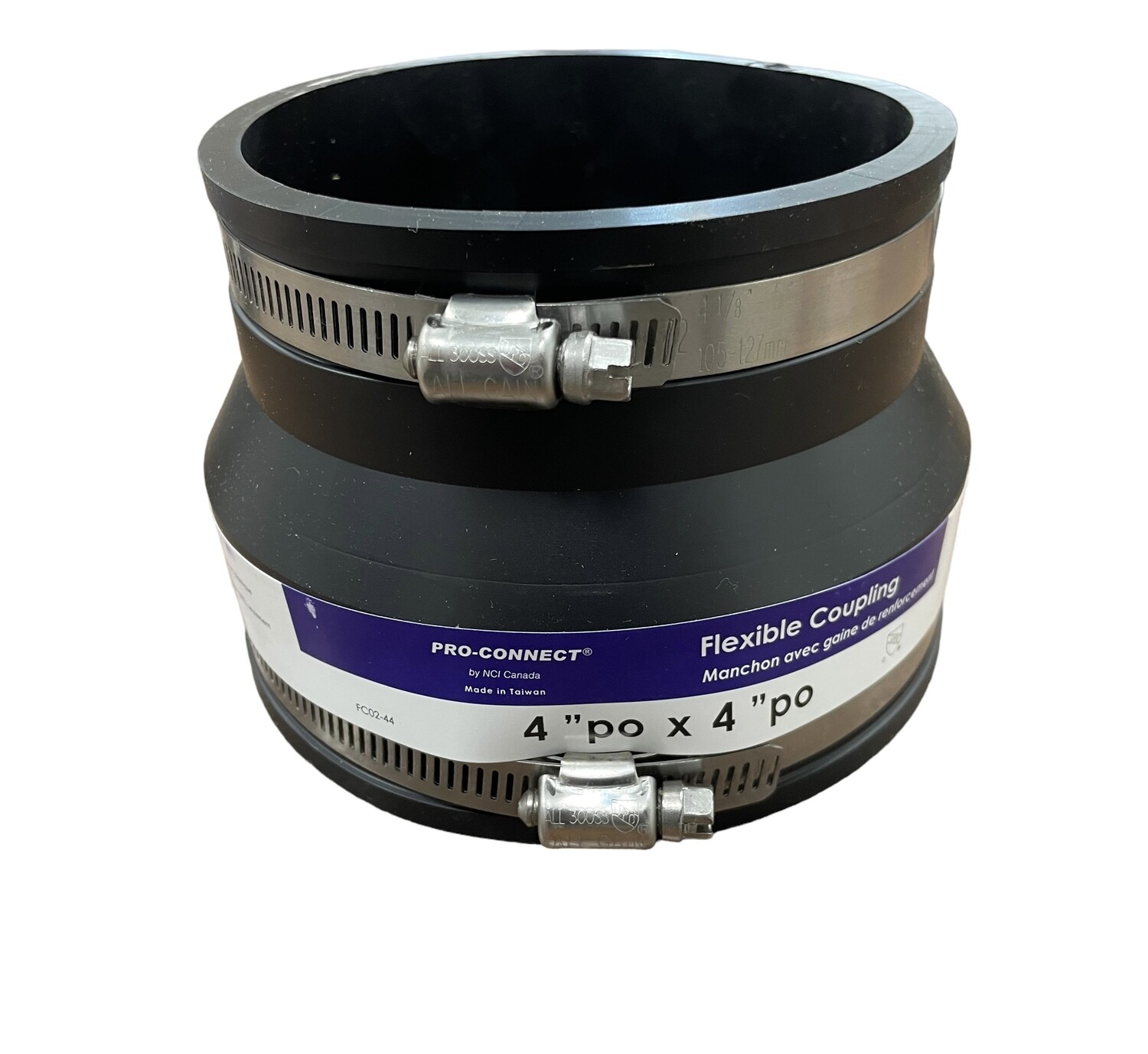 4&quot; x 4&quot; - Flexible Coupling, Clay to Cast Iron or Plastic