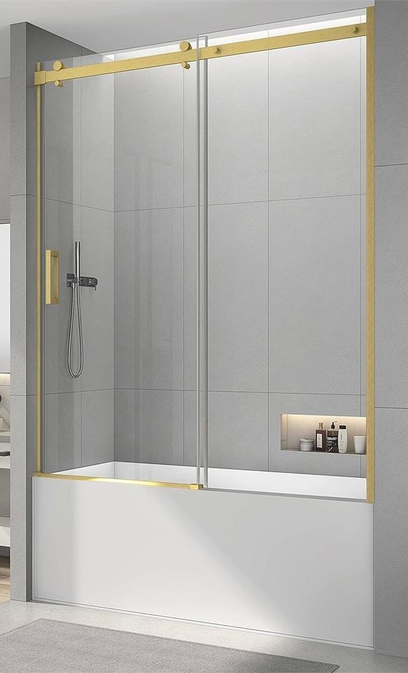 60&quot; W x 60&quot; H Sliding Shower Door, 8mm Tempered Glass, Aluminum Hardware