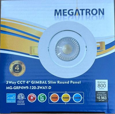 Megatron 3Way CCT 4&quot; GIMBAL Slim Round Panel LED Light