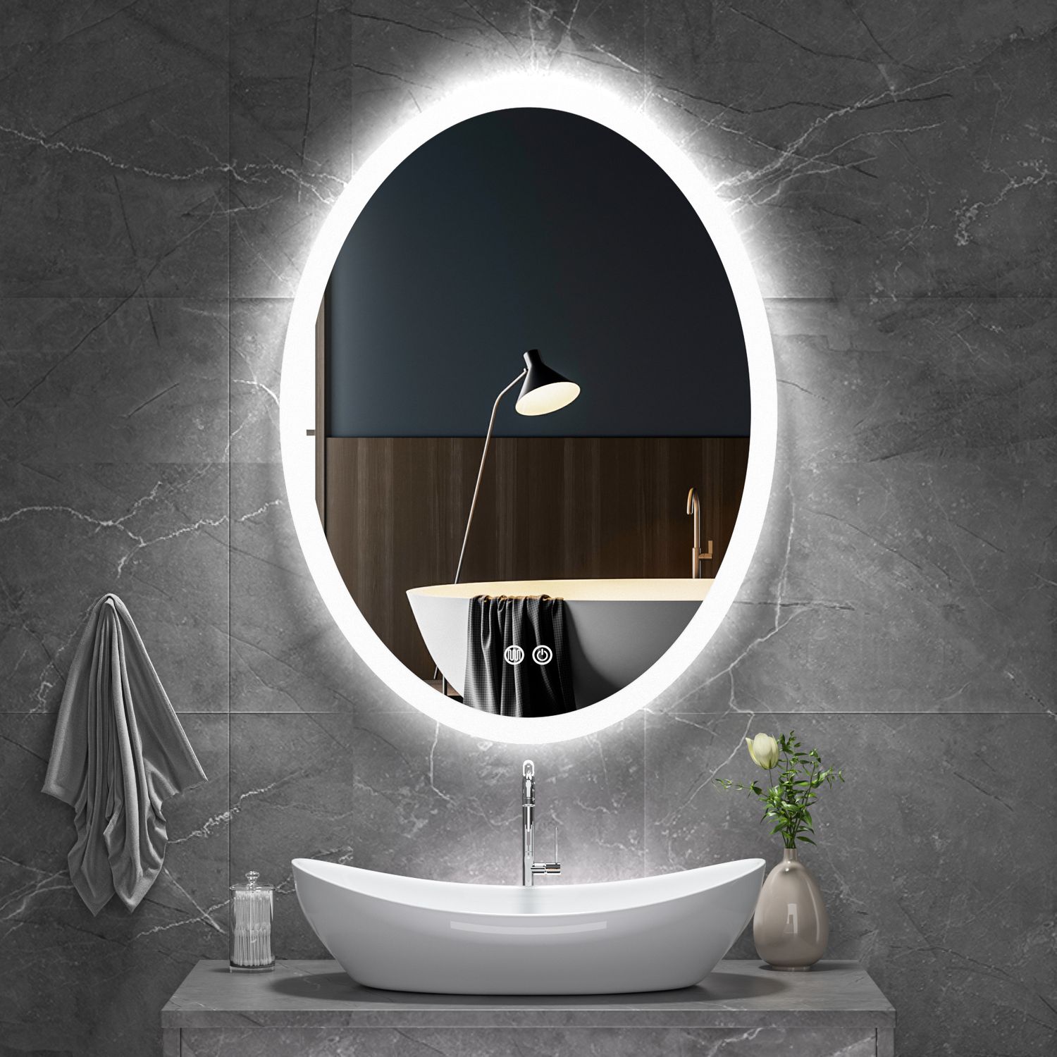 Oval Shaped LED Bathroom Mirror