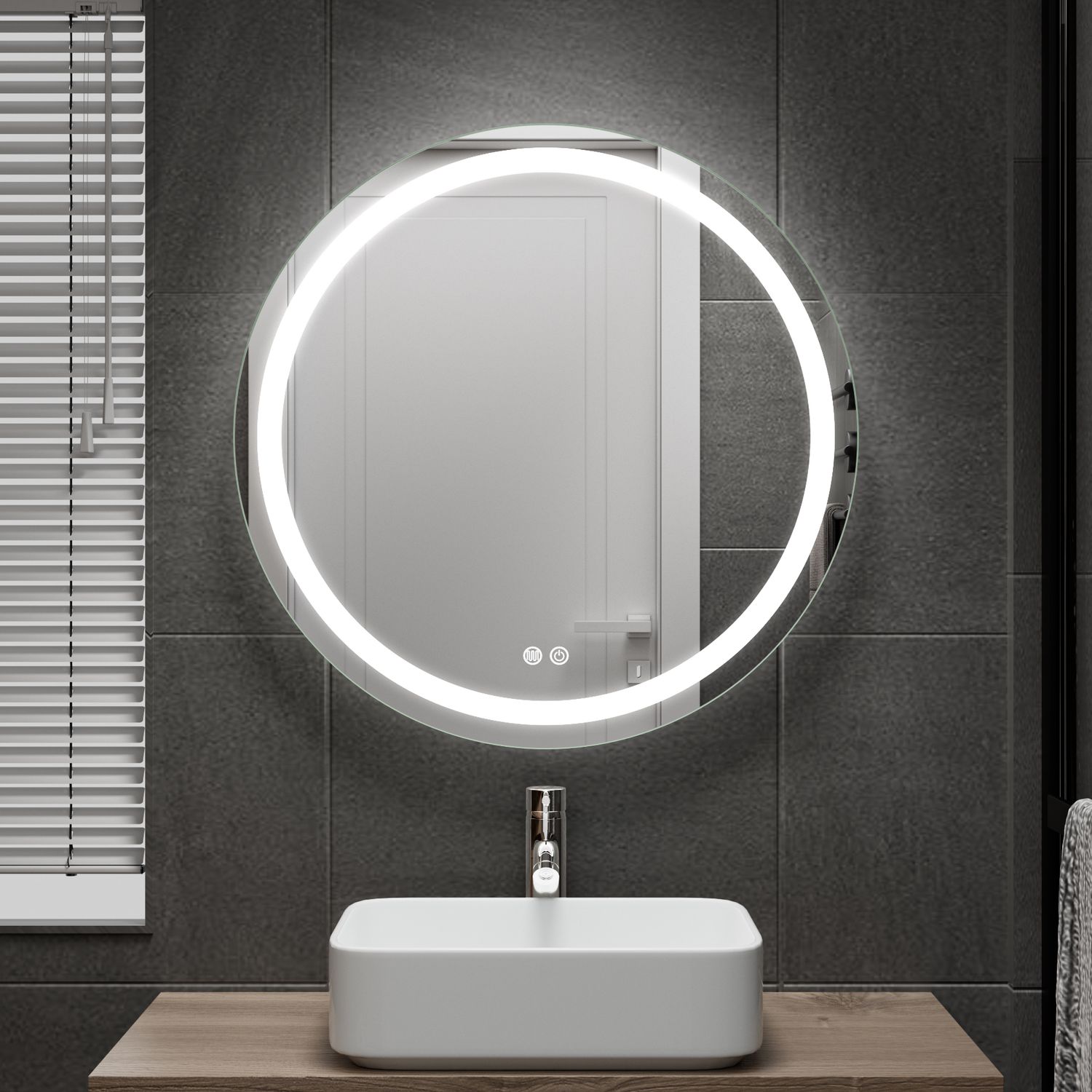 Circle-Shaped LED Bathroom Mirror