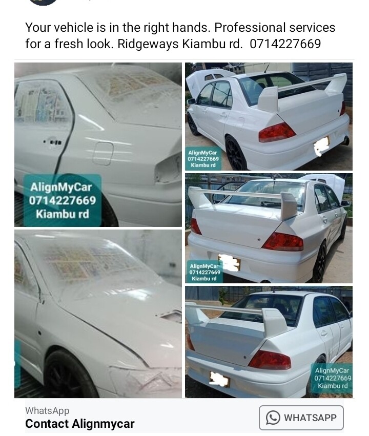 Full body dent removal & spray painting. Whatsapp 0714227669 for quote