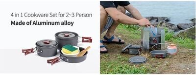 Naturehike Cookware Camping Set 4 in 1 For 2-3 Person NH15T203-G
