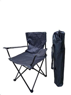 Camping Folding Chair with Armrest and Cup Holder - Black