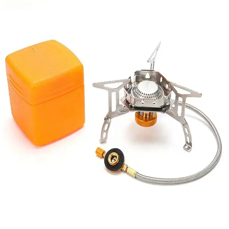Camping Portable Outdoor Folding Stove with Windshield and Butane Adapter