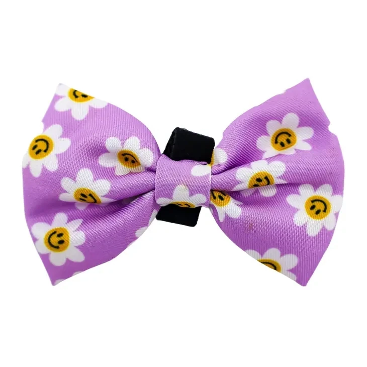 Lilac Smiley Flowers: Dog Bow Tie